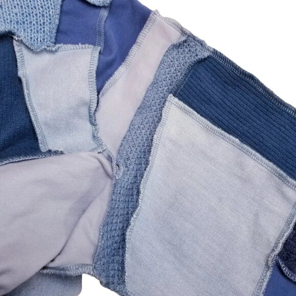 AKIRA 2-Pc Set Off Shoulder Sweater Top & Joggers Denim Patchwork 2X Blue - Picture 7 of 11